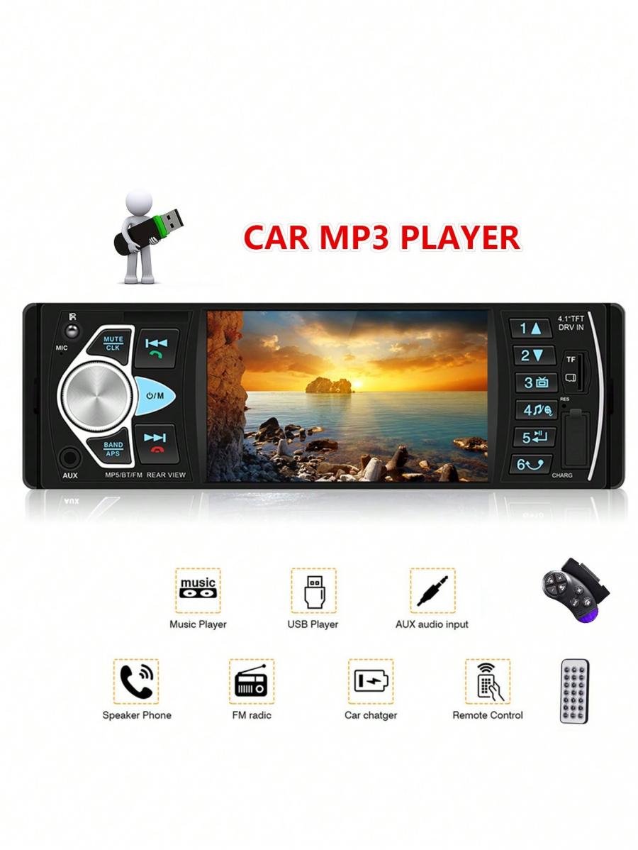 Einzel-Din-Autoradio USB TF AUX FM MP3-Player 41 Zoll Display