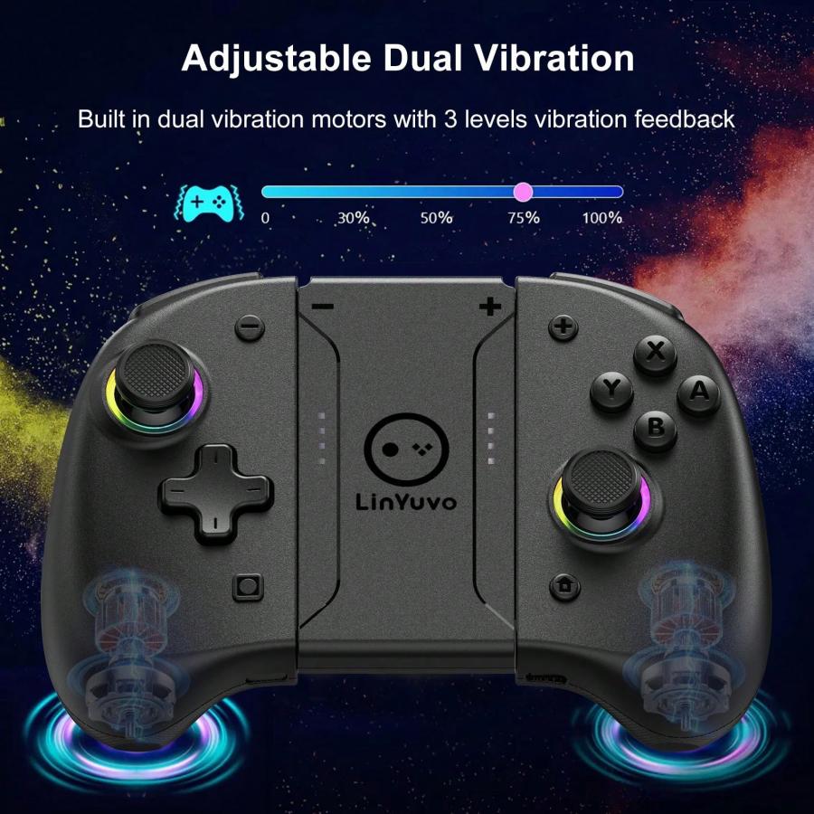 Black Metallic RGB Joystick with Macro Function for Switch Lite OLED