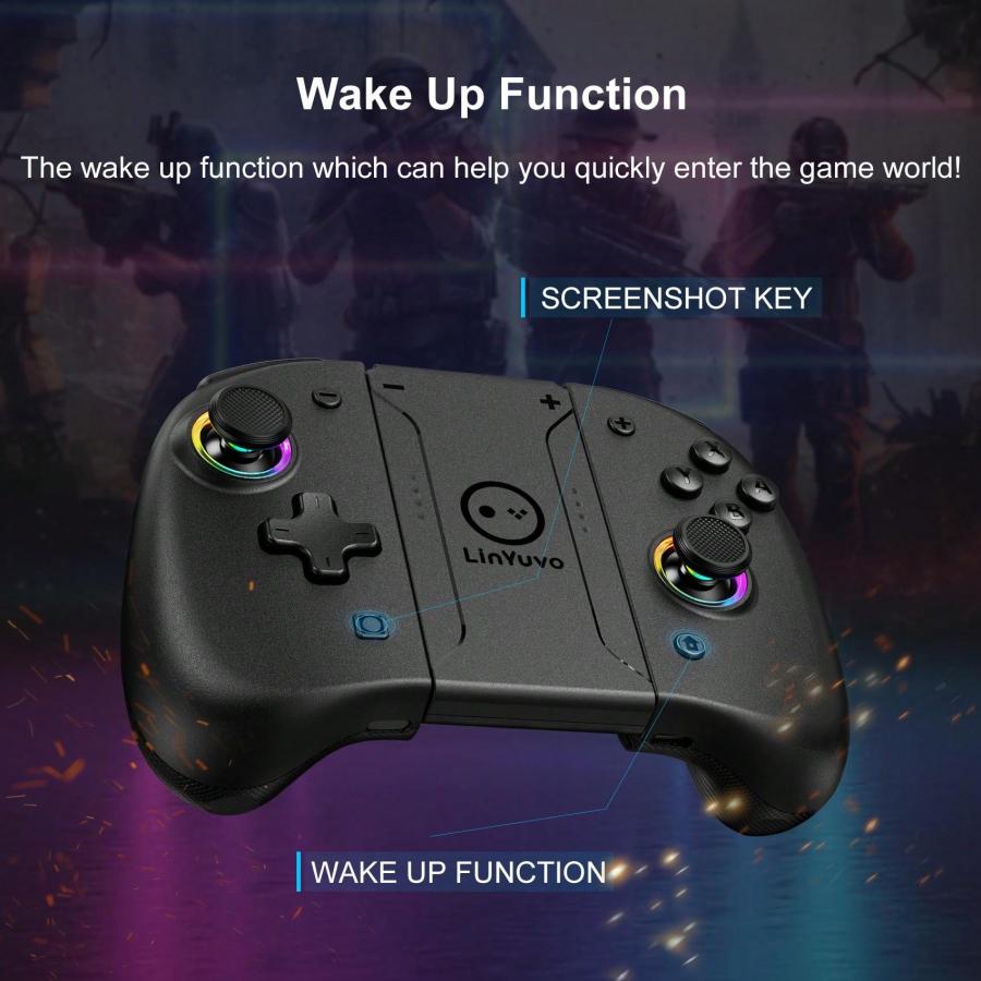 Black Metallic RGB Joystick with Macro Function for Switch Lite OLED