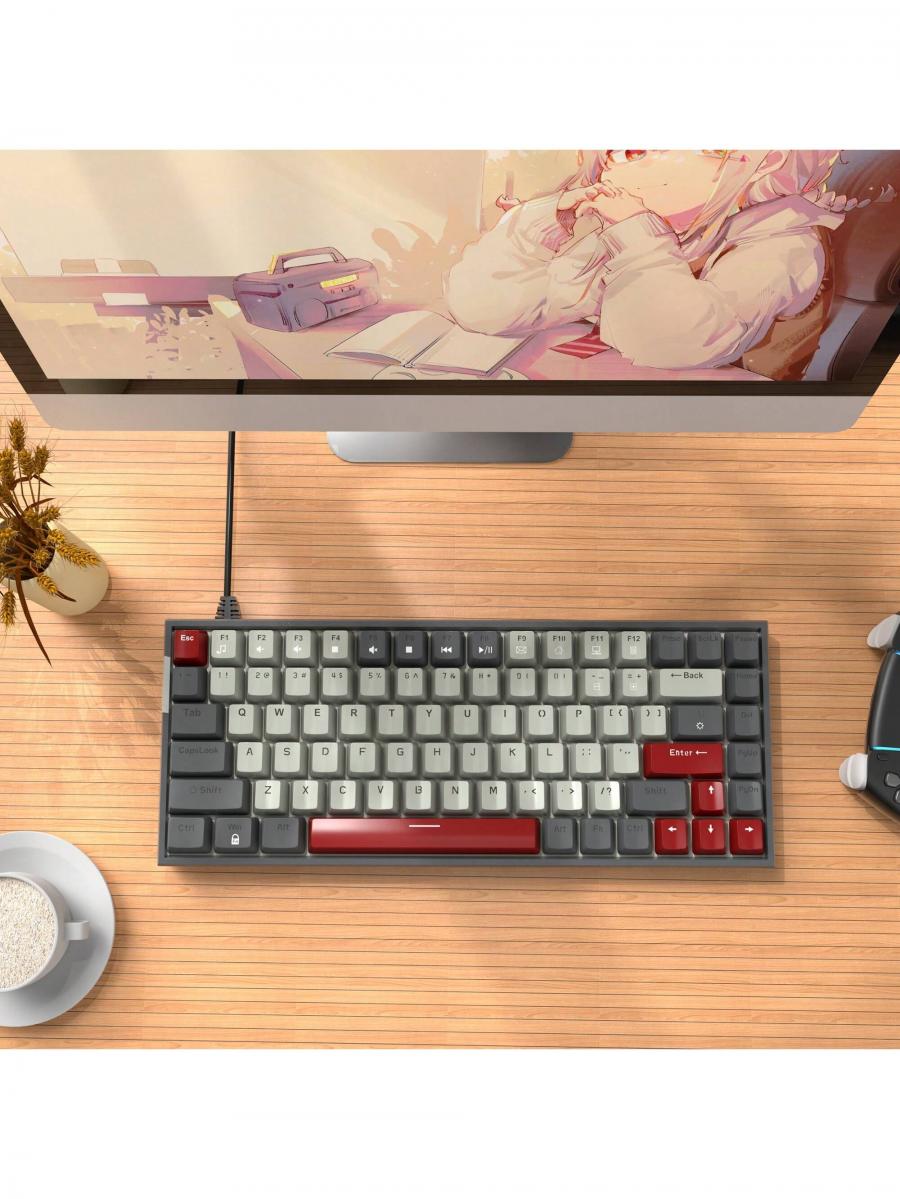 MageGee 75 Compact Wired Mechanical Gaming Keyboard Red Switches Blue Backlit