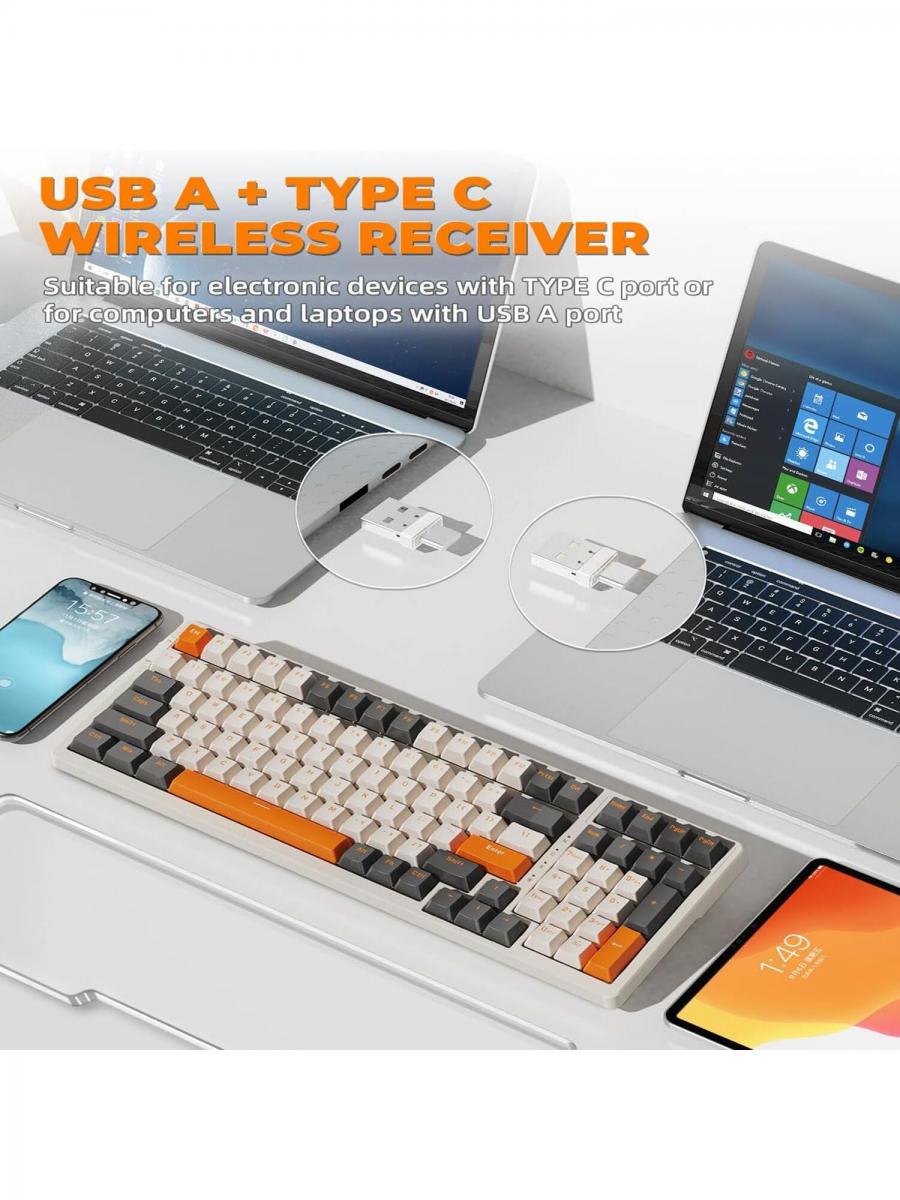 Dual Mode Wireless Mechanical Gaming Keyboard with Number Pad