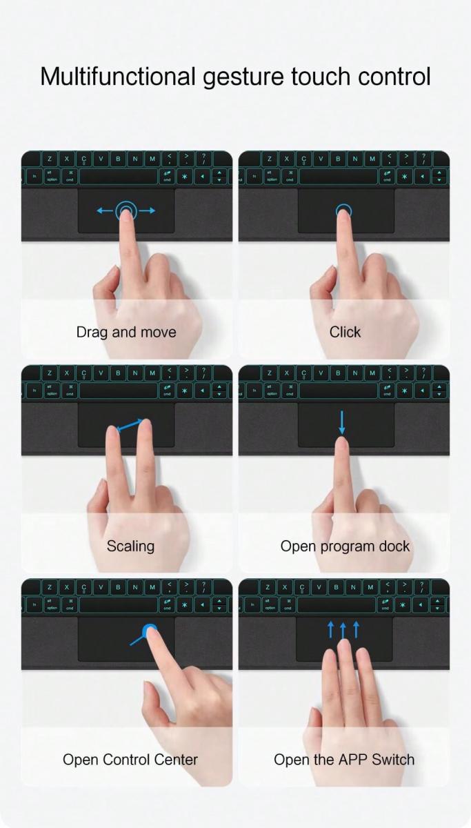 Smart Keyboard Folio für iPad Pro Air, magnetische Hülle mit TrackPad