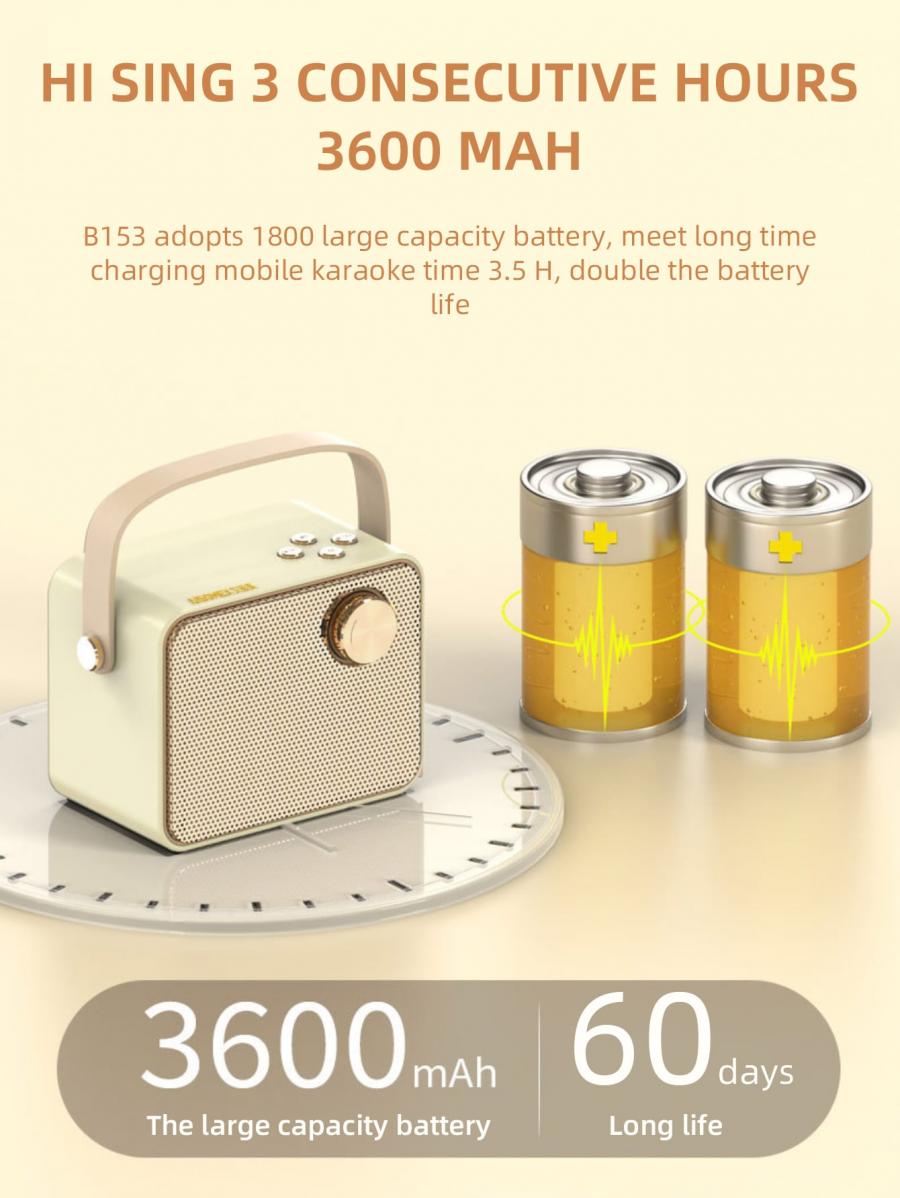B153 Beige Karaoke Speaker and Microphone Set