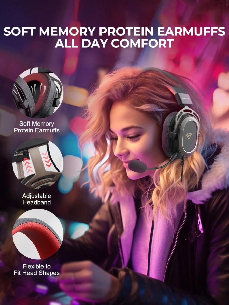 Havit H2008D Gaming Headset Detachable Mic Surround Sound 50mm Speaker