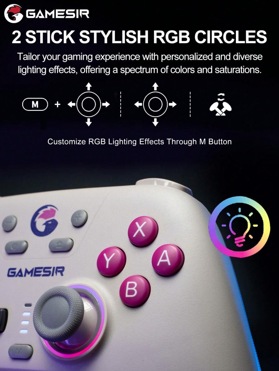 GameSir Wireless Game Controller with Hall Effect Sticks RGB Light