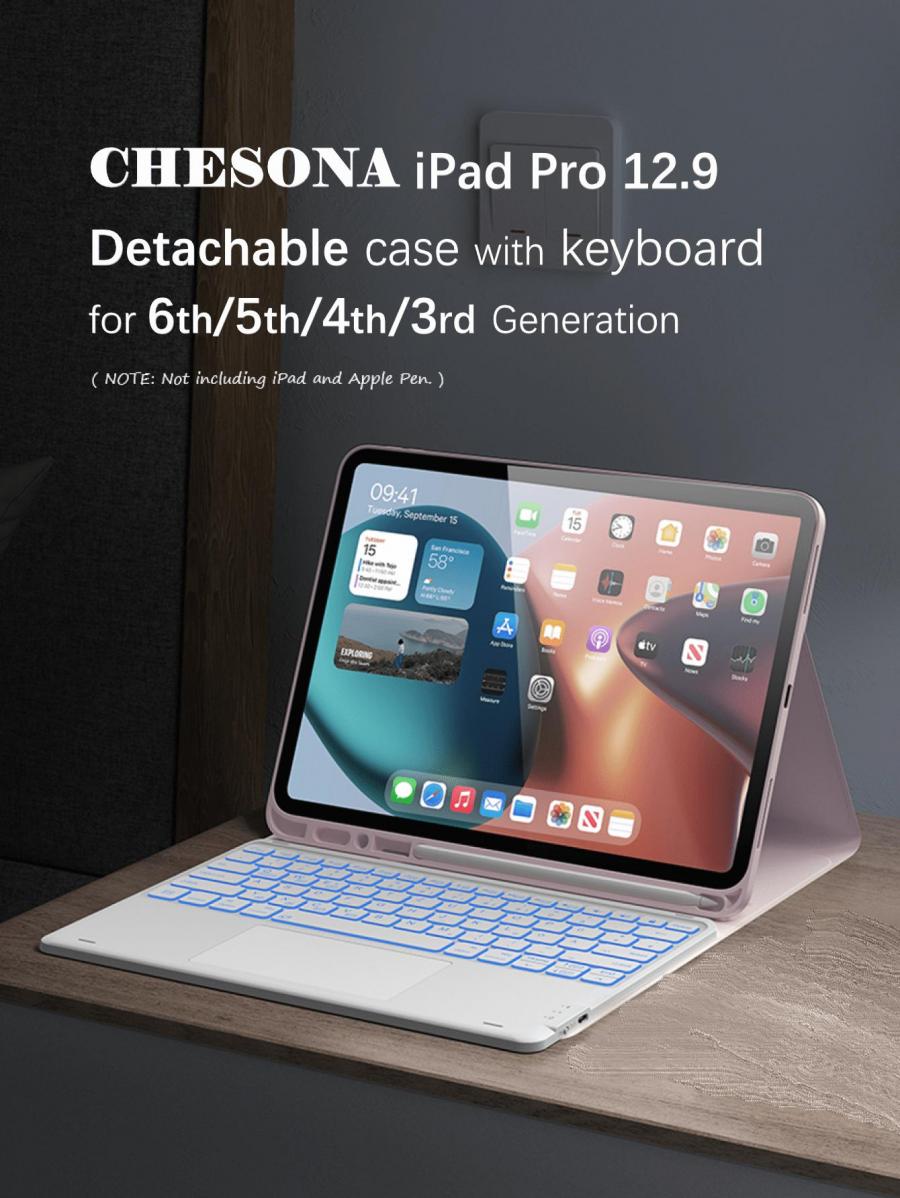 Chesona iPad Pro 12.9 Case with Detachable Keyboard and Trackpad