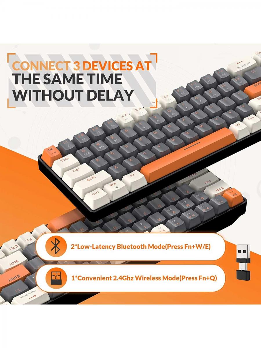 Dual Mode Wireless Mechanical Keyboard 68 Keys Hot Swappable