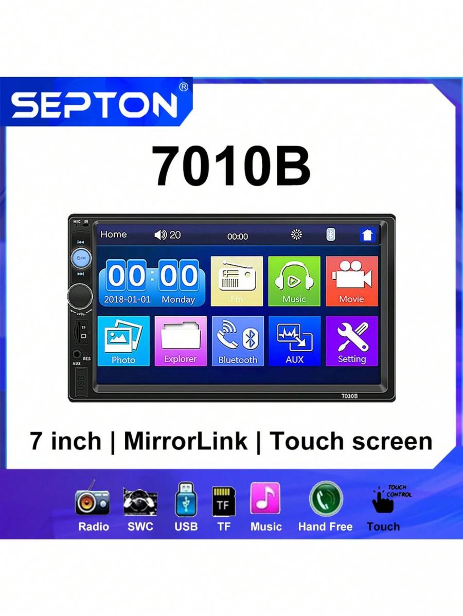 SEPTON 7 HD 2 Din Touch Screen Car Radio Stereo with Mirror Link