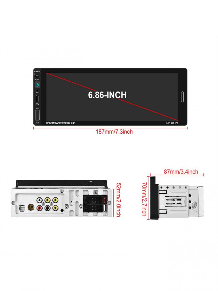 1Din 68 Inch HD Touch Screen Car MP5 Player with USB TF Support