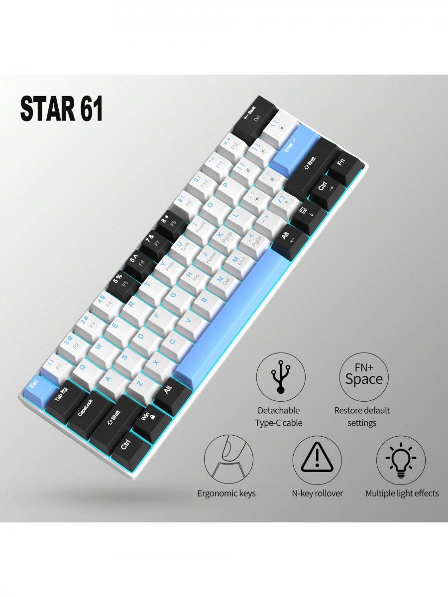 Magegee MK Star61 Mini Mechanical Gaming Keyboard with Blue Backlight