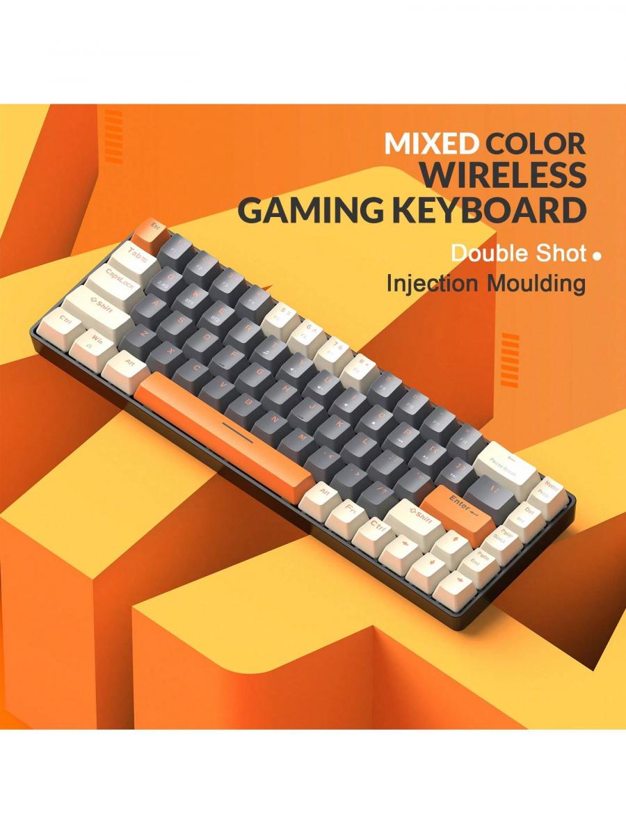 Compact 68 Key Wireless Mechanical Gaming Keyboard Bluetooth 5 0