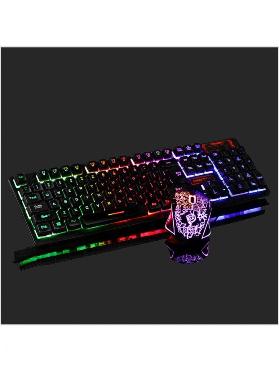 Комплект игровой клавиатуры и мыши RGB с многоцветной подсветкой