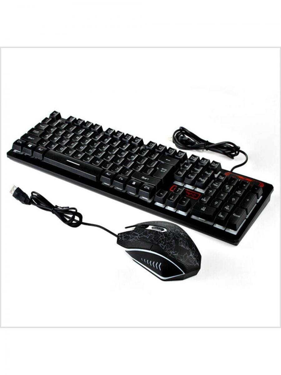 Комплект игровой клавиатуры и мыши RGB с многоцветной подсветкой