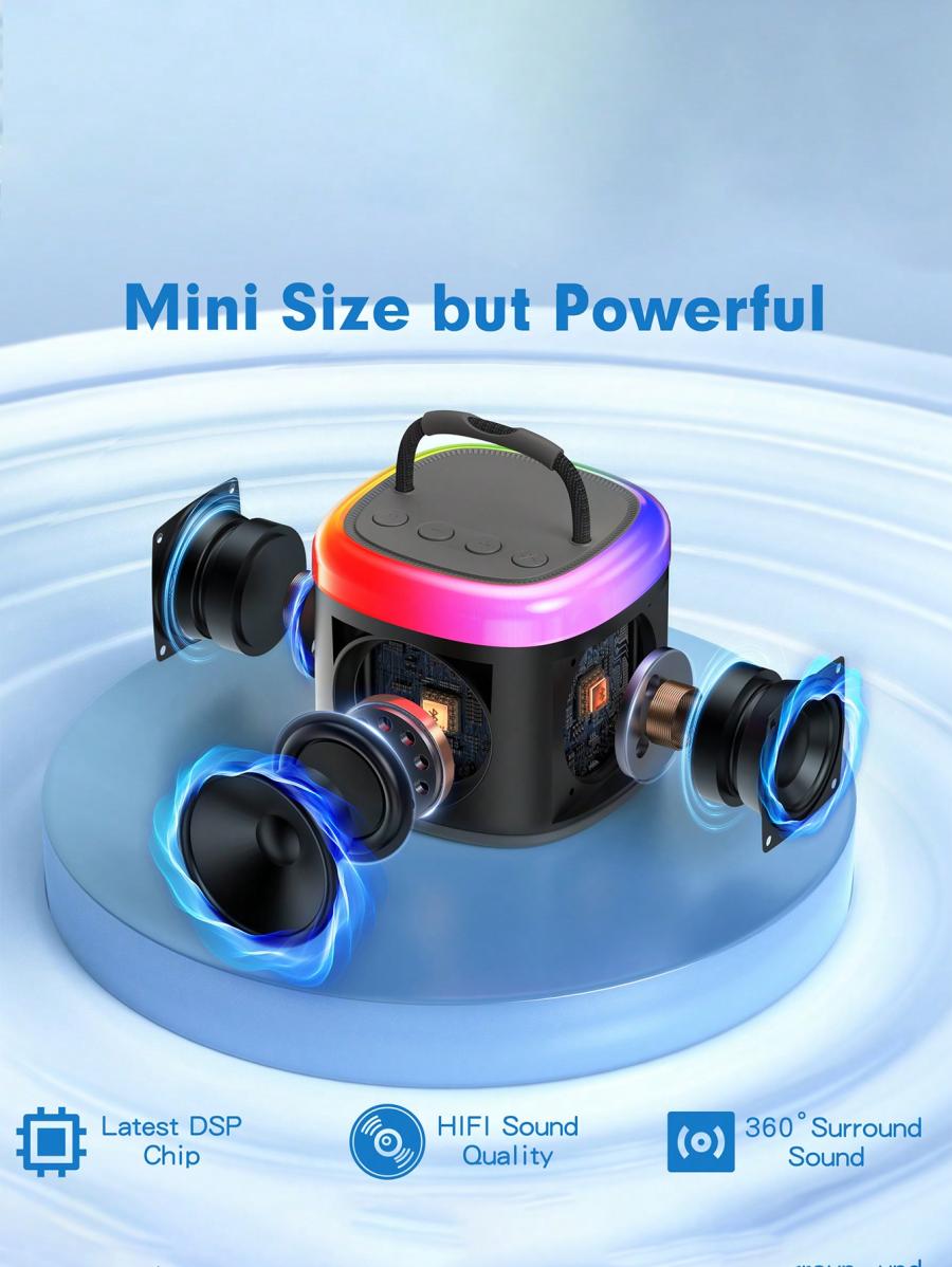 JYX Mini Bluetooth Karaoke Speaker with Wireless Microphone and Lights