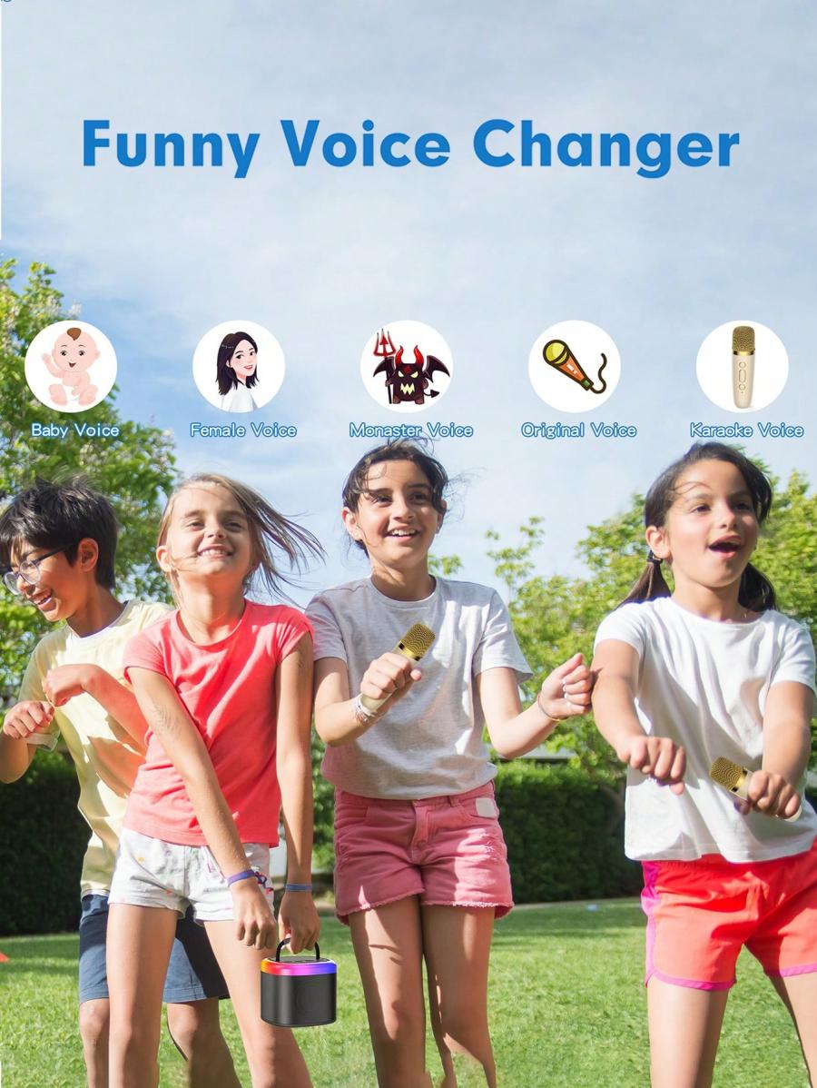 JYX Mini Bluetooth Karaoke Speaker with Wireless Microphone and Lights