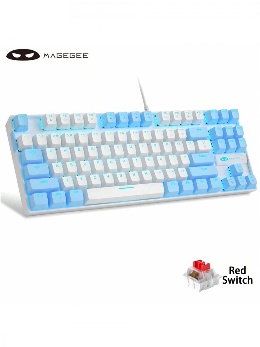 MageGee 75 Mechanical Gaming Keyboard Red Switch LED Blue Backlit TKL