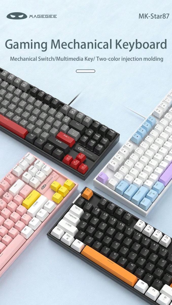 MageGee 75 Mechanical Gaming Keyboard Red Switch LED Blue Backlit TKL