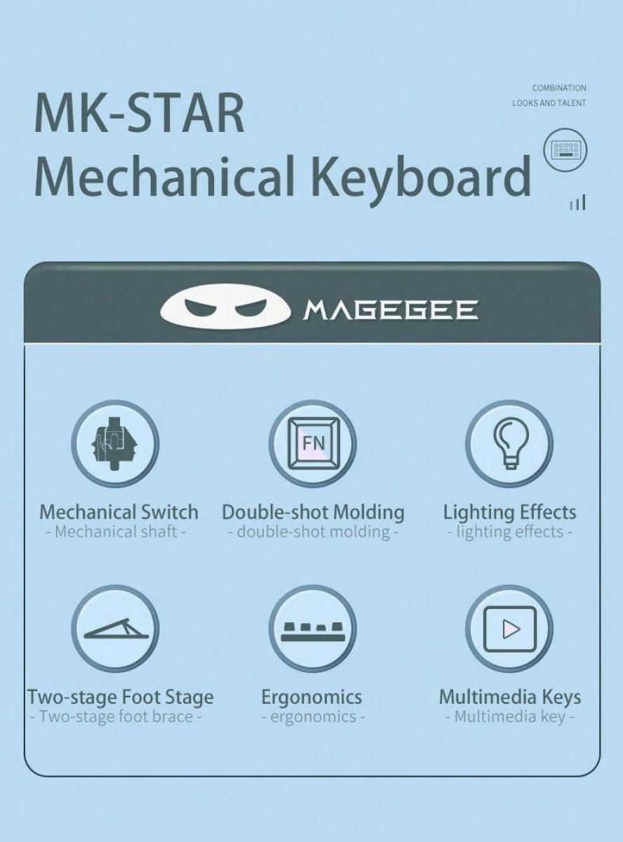 MageGee 75 Mechanical Gaming Keyboard Red Switch LED Blue Backlit TKL