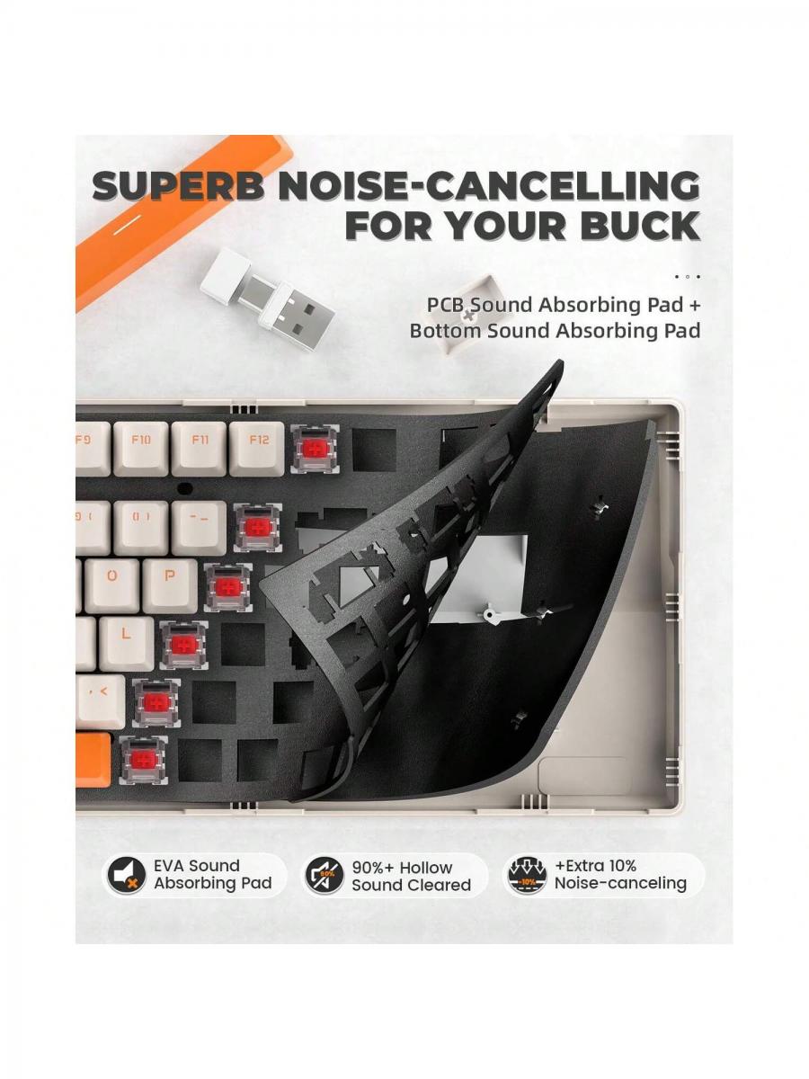 Wireless Mechanical Keyboard Dual Mode 100 Keys Red Switch Gaming