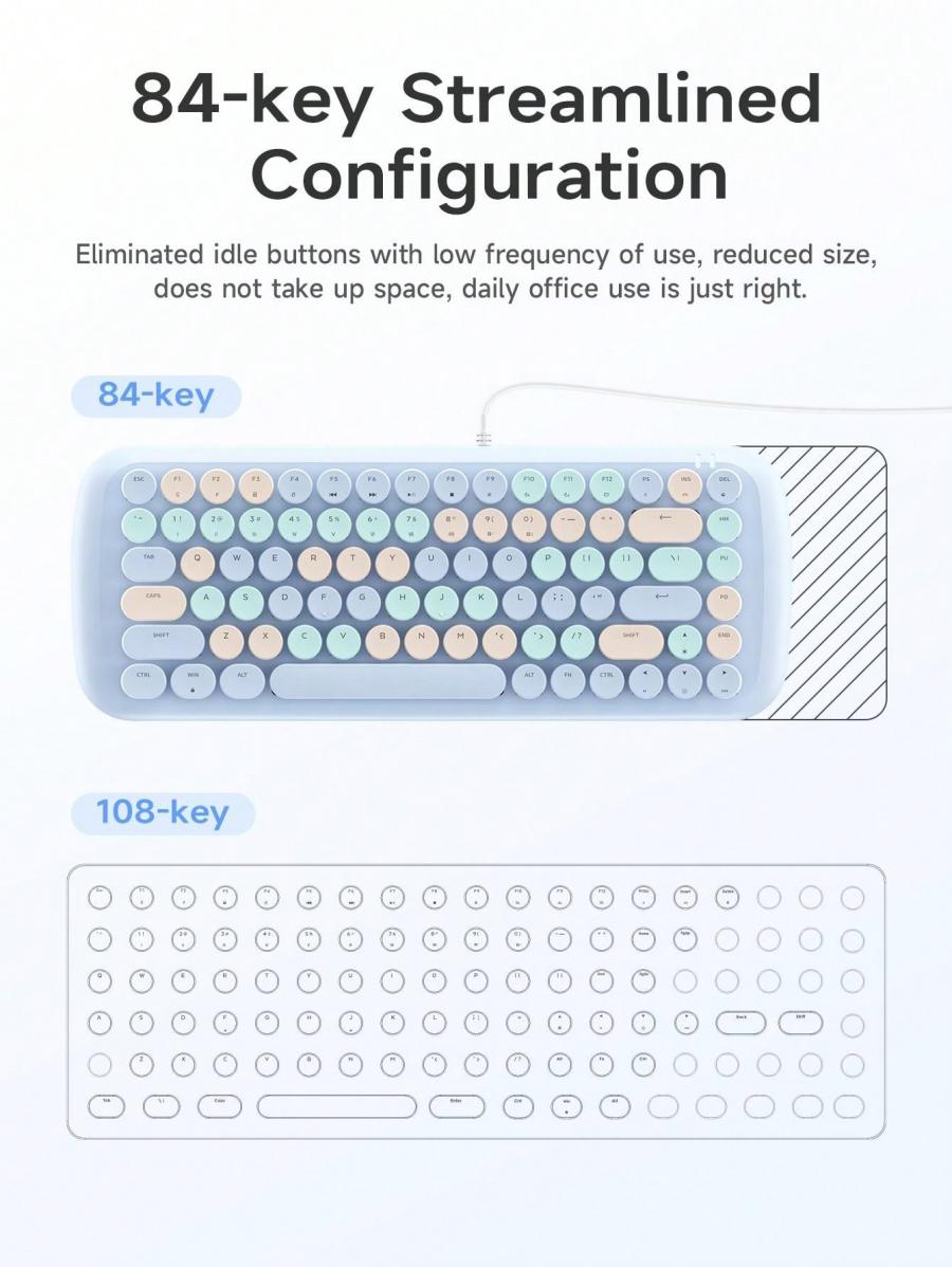 Retro RGB Wired USB Mechanical Keyboard for Gaming and Office Use