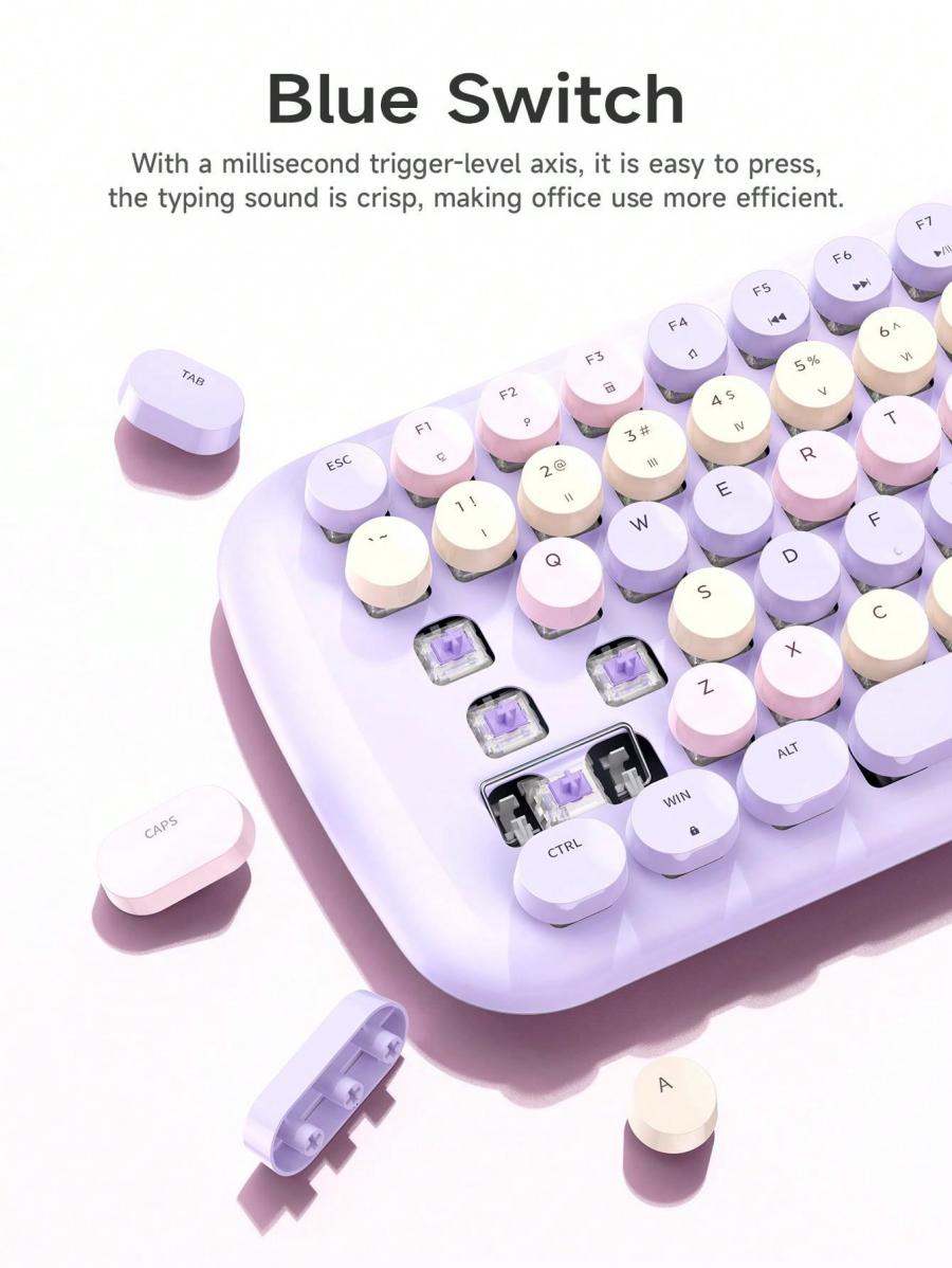 Retro RGB Wired USB Mechanical Keyboard for Gaming and Office Use