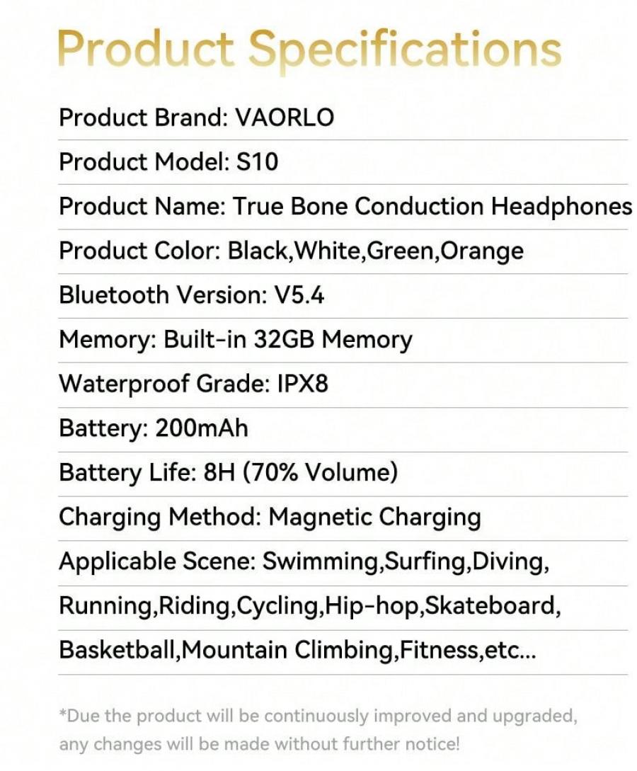 S10 Bone Conduction Bluetooth 54 Headphones Waterproof Stereo HIFI