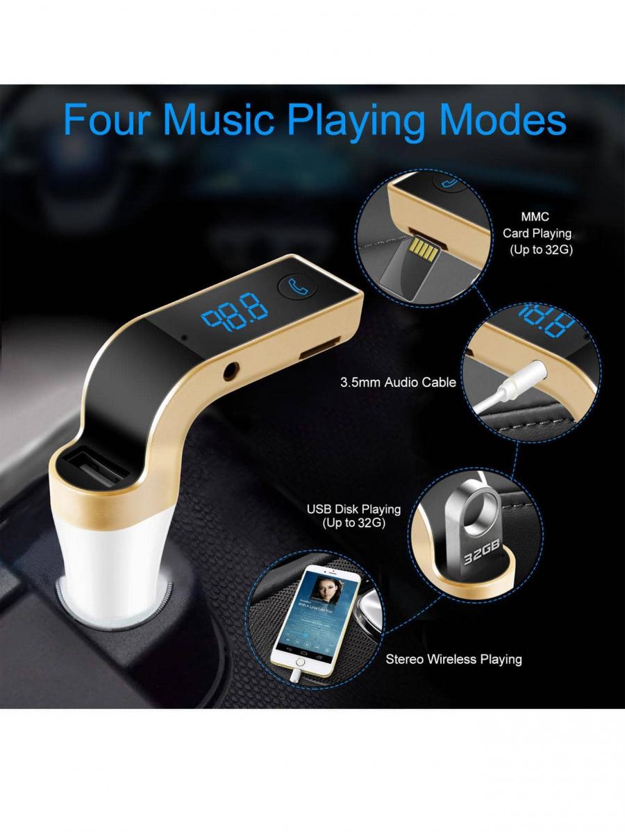 Wireless FM Transmitter USB Charger Handsfree Call MP3 Player Aux LCD