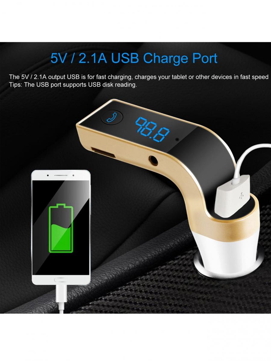 Wireless FM Transmitter USB Charger Handsfree Call MP3 Player Aux LCD