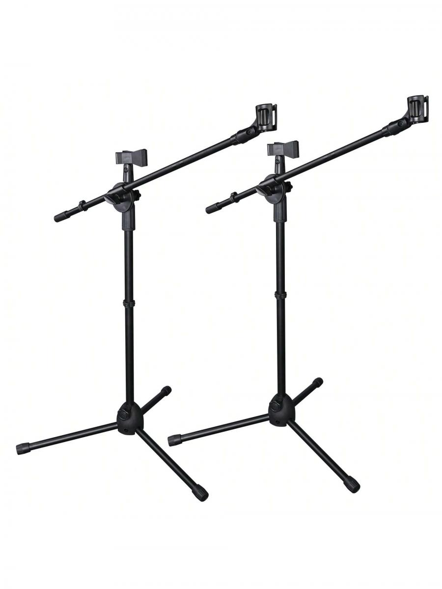 Adjustable Dual Mic Clip Tripod Stand with Rotating Boom Arm 2 Pack