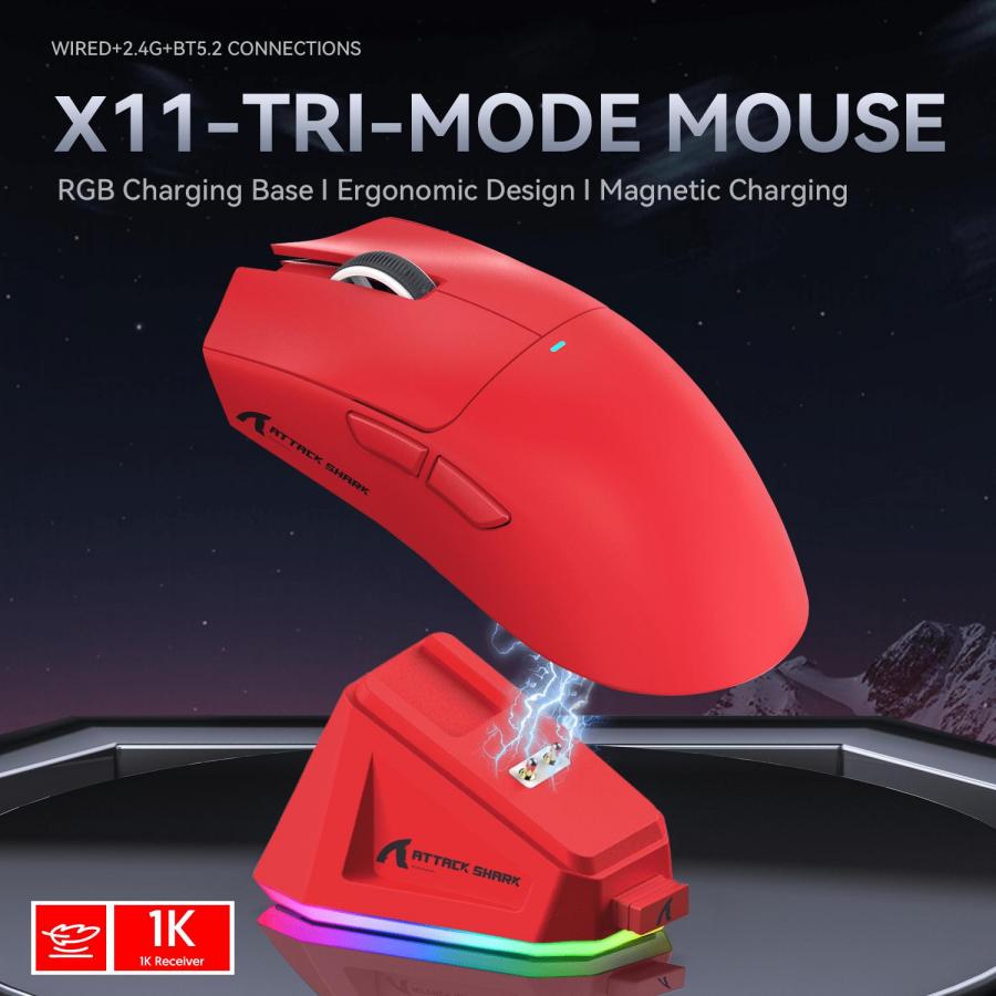 X11 Lightweight Wireless RGB Gaming Mouse Tri Mode 22K DPI