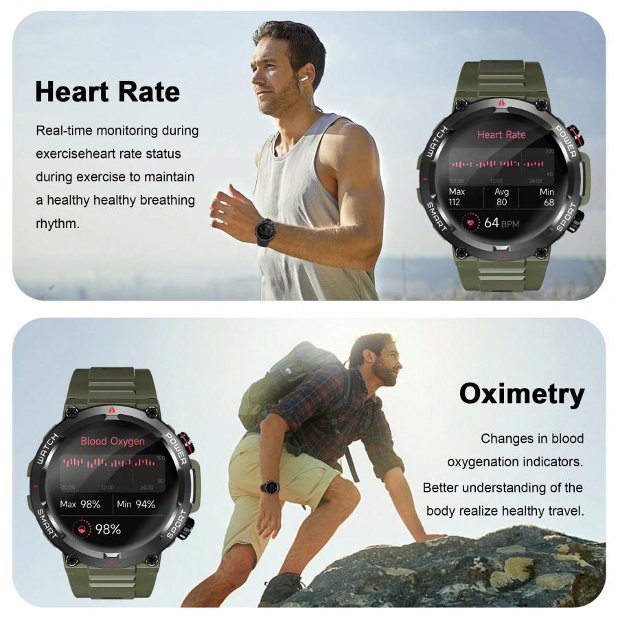 Blackview W50 Rugged Smart Watch Men Heart Rate Monitor Waterproof Green