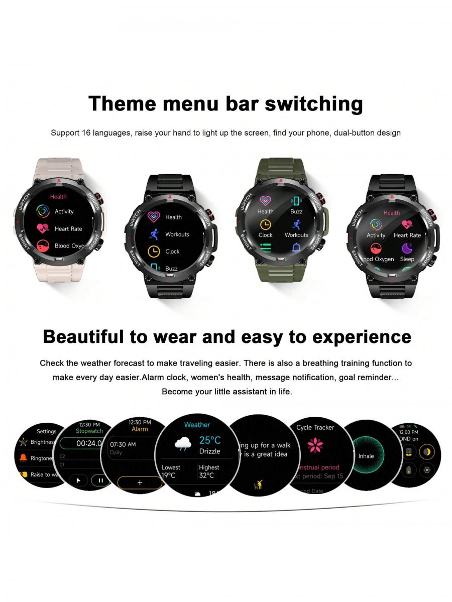 Blackview W50 Rugged Smart Watch Men Heart Rate Monitor Waterproof Green