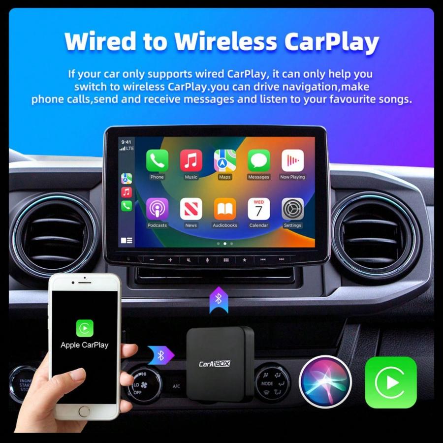 CarAIBOX 2in1 Wireless CarPlay and Android Auto Dongle for Car Radio