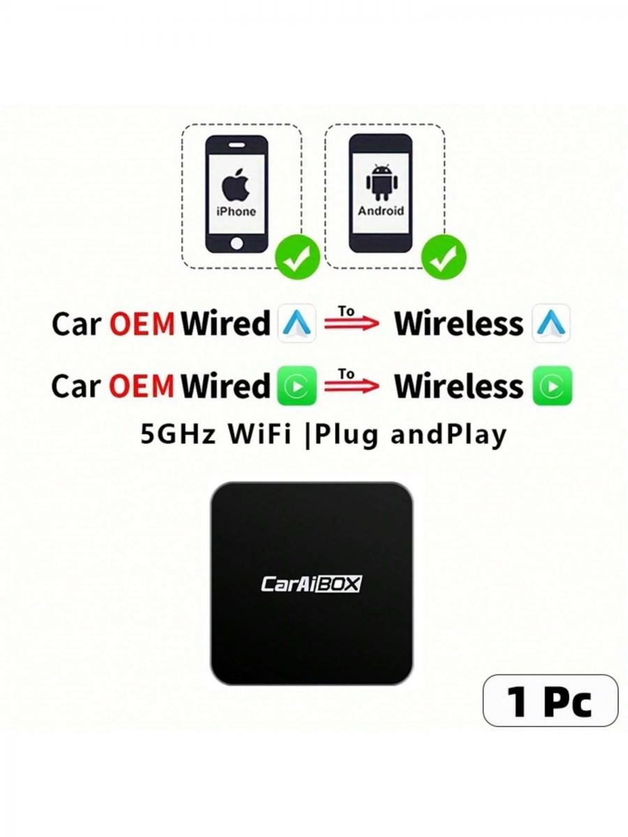 CarAIBOX 2in1 Wireless CarPlay and Android Auto Dongle for Car Radio