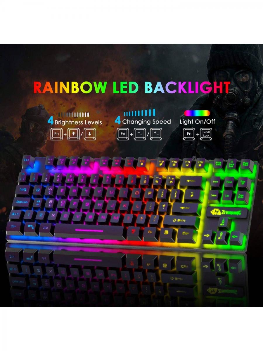 Compact RGB Gaming Keyboard Mouse Combo with Mechanical Feel 6400 DPI