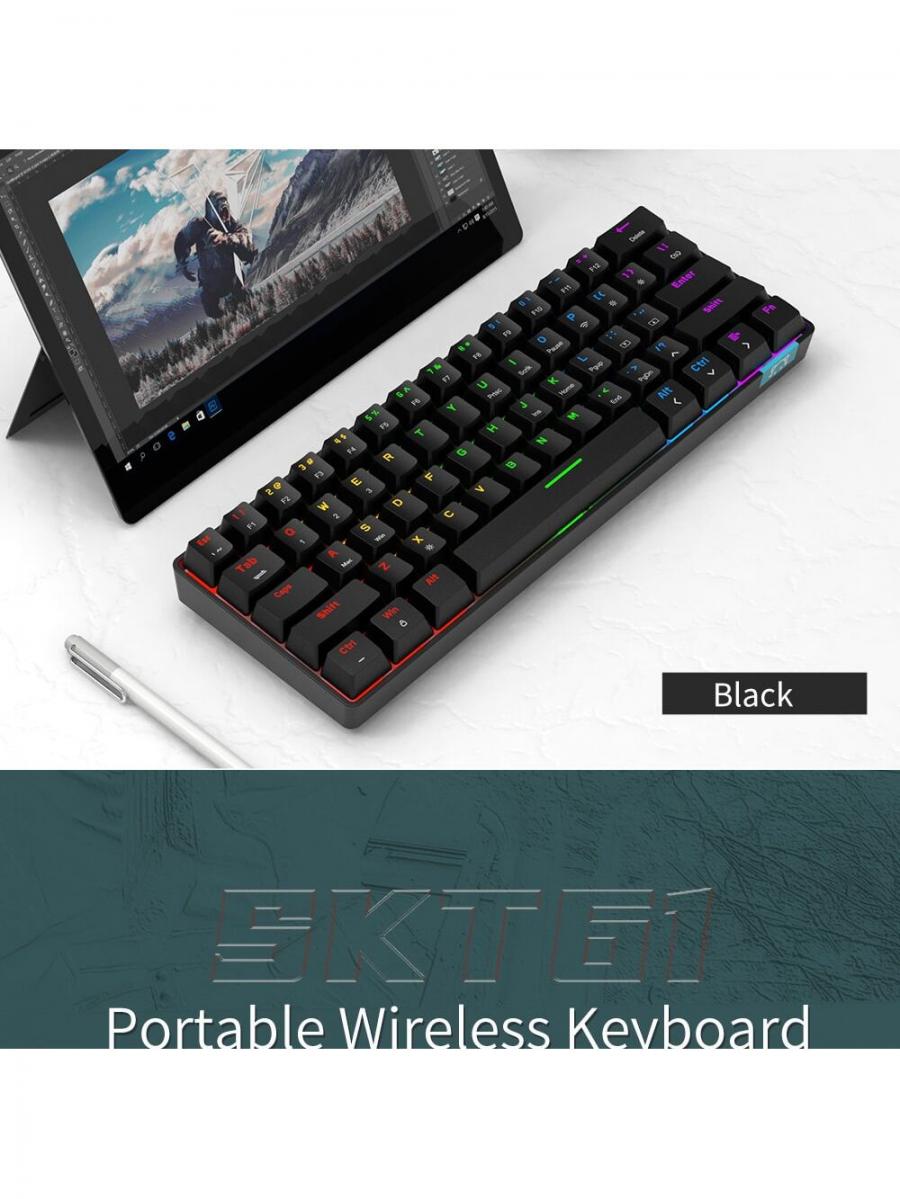 AJAZZ DAIDAI STK61 Kabellose mechanische Tastatur mit Dual-Modus, Rosa, 61 Tasten
