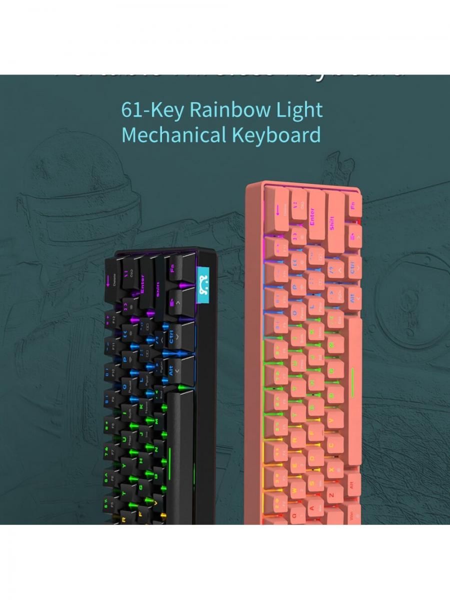 AJAZZ DAIDAI STK61 Kabellose mechanische Tastatur mit Dual-Modus, Rosa, 61 Tasten