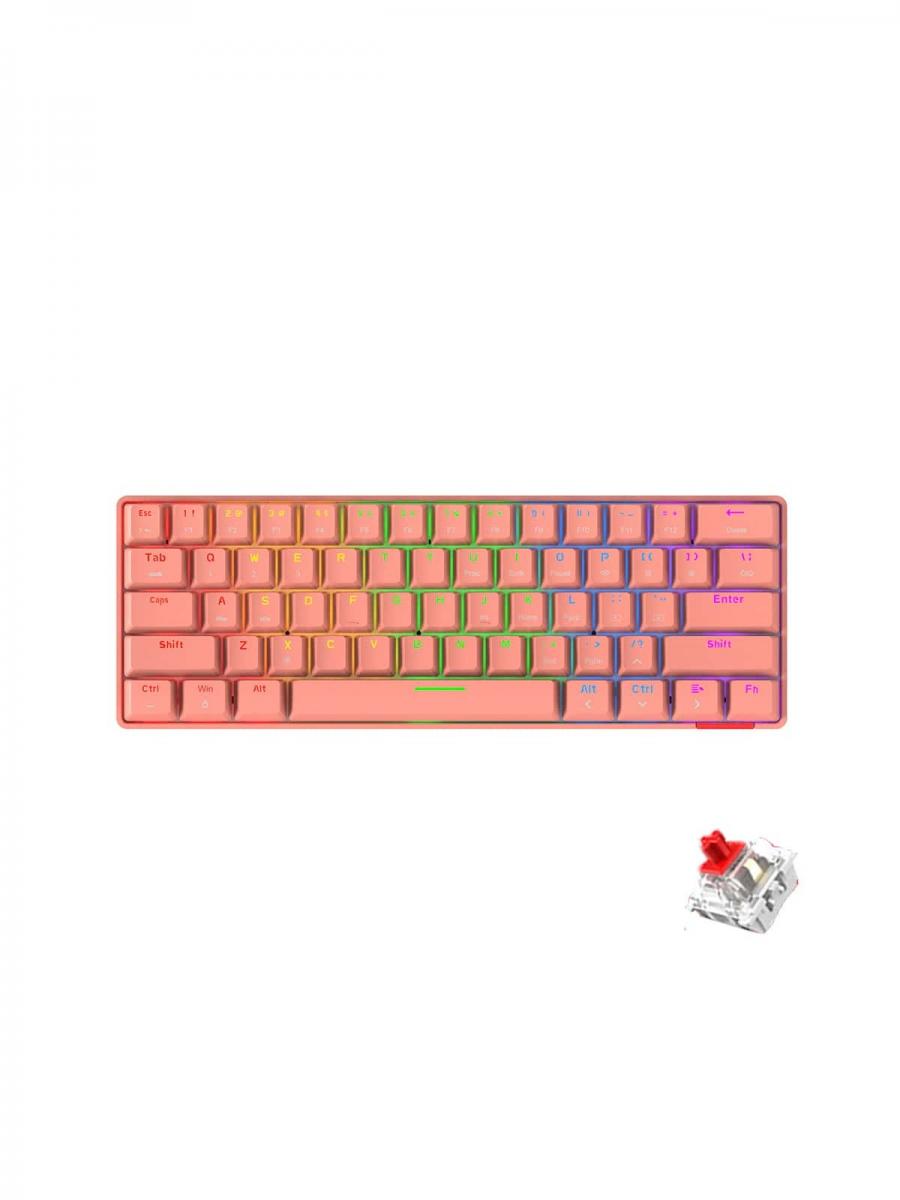 AJAZZ DAIDAI STK61 Kabellose mechanische Tastatur mit Dual-Modus, Rosa, 61 Tasten