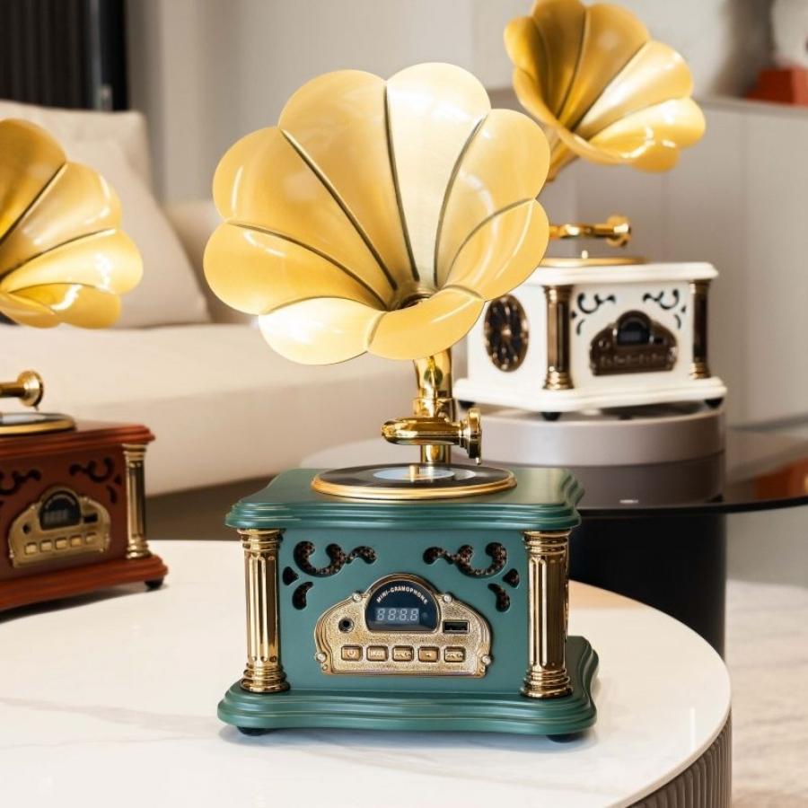 Mini Retro Phonograph Player High Quality for Bluetooth Wireless Speaker Antique Gramophone for Outdoor Activities