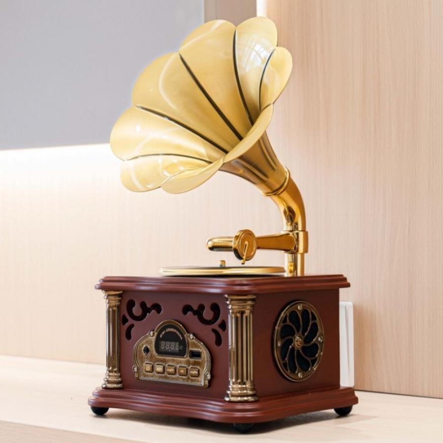Mini Retro Phonograph Player High Quality for Bluetooth Wireless Speaker Antique Gramophone for Outdoor Activities